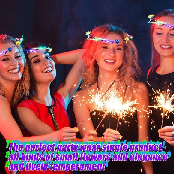 LED Flower Headbands 40 Pcs Floral Hair Accessories for Women Bridal Party main image 2